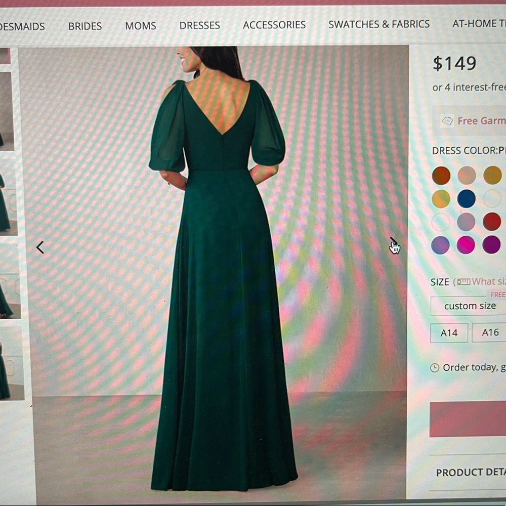 Azazie Pine Bronwyn bridesmaid/mother of the bride dress